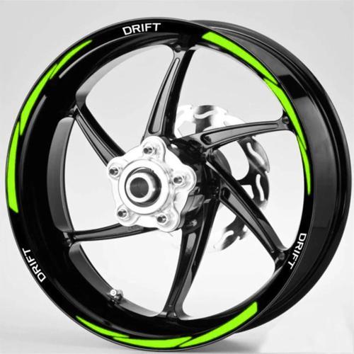 Yeni Motosiklet Jant Şeridi Drift Uyumlu Beyaz-Fıstık Yeşili Reflektifli (Neon) Sağ-Sol/Ön-Arka
