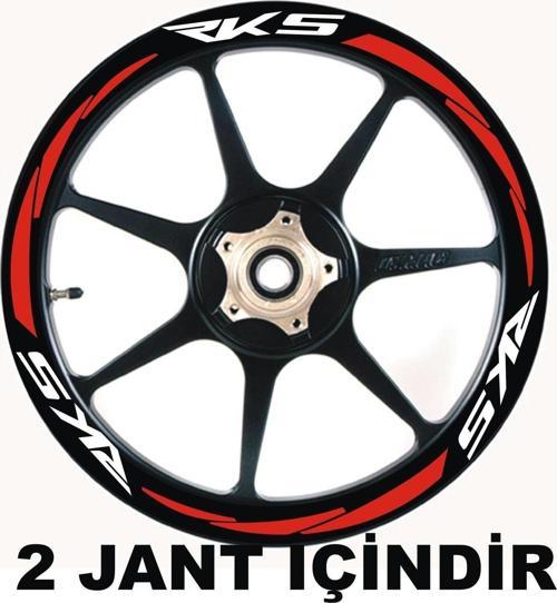 Yeni Motosiklet Jant Şeridi Rks Beyaz Yazı Kırmızı Şerit Sağ-Sol/Ön-Arka