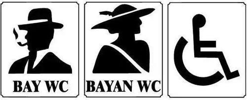 Bay  Engelli WC Logosu Oto özel yeni sticker Siyah 30 x 12 cm