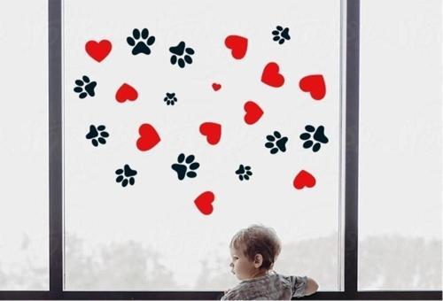 Kalp Ve Kedi Patileri Şekli Cam Veya Duvar özel yeni stickeri