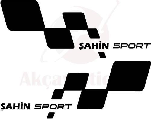 Şahin İçin Uyumlu Aksesuar Oto Yan Sport Kapı Altı Sticker Sag-Sol Set Siyah 30*11 Cm