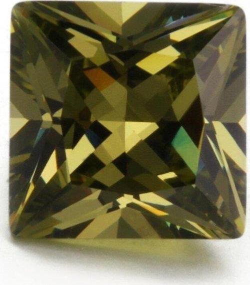 Prenses Kesim Sentetik Taş 4x4mm 100 Adet Zeytin Yeşili