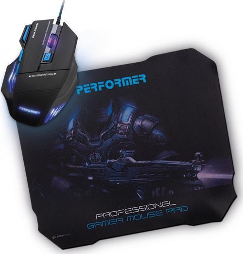 PGM07 Gaming Mouse + Mouse Pad Mavi