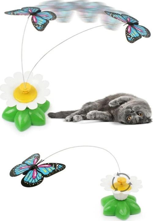 Hareketli Dönen Kelebek - Kedi Oyuncağı ( Pille Çalışır)