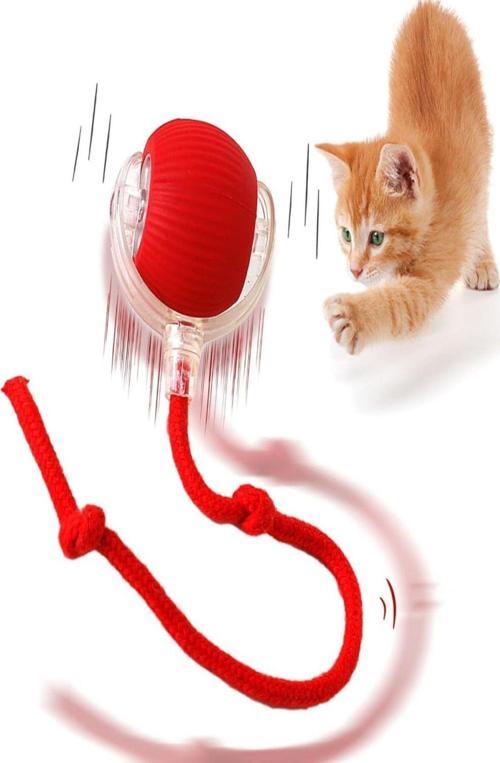 Hareketli Otomatik Yuvarlanan Kuyruklu Top Kedi Oyuncağı Şarj Edilebilir İnteraktif Oyuncak 1 Adet