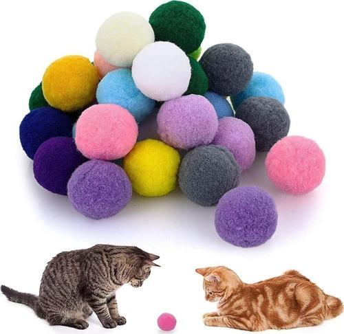 Renkli Ponponlar Kedi Oyuncağı (2,5 Cm 50 Adet )