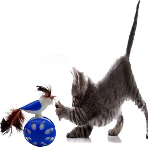 Tekerlekli Hacıyatmaz Kuş Kedi Oyuncağı Mavi 1 Adet