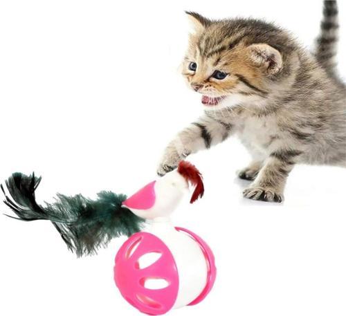 Tekerlekli Hacıyatmaz Kuş Kedi Oyuncağı Pembe 1 Adet