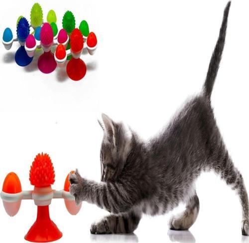 Vantuzlu Döner Ödül Mama Hazneli Kedi Oyuncağı 1 Adet Turuncu