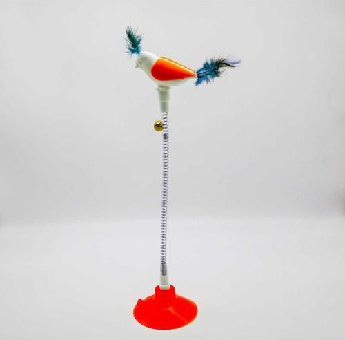 Vantuzlu Yaylı Kuş Kedi Oyuncağı Pembe 1 Adet