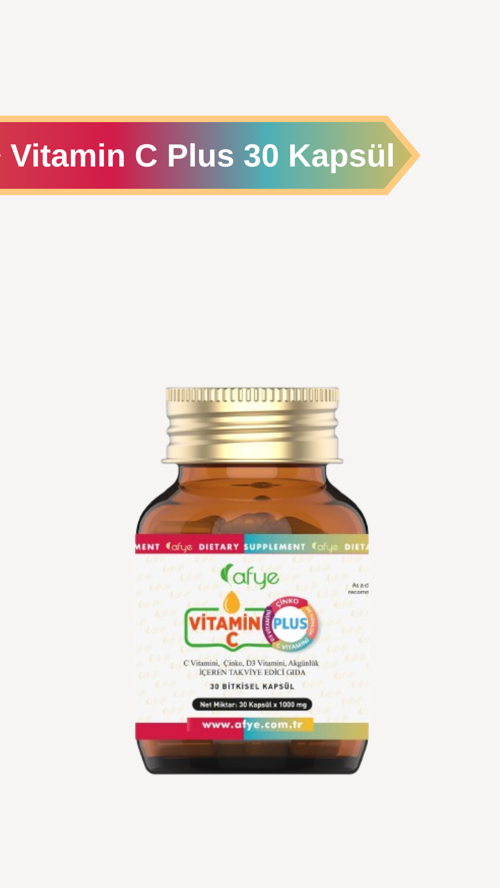 Vitamin C plus 30 kapsül. (Vitamin C, Vitamin D,  Çinko  ve Boswellia Serrata )