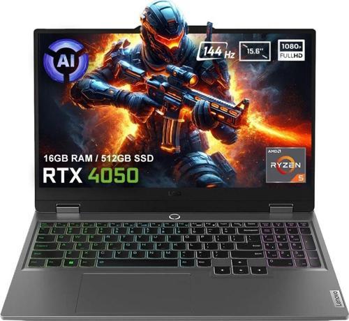 LOQ 15AHP9 83DX008DTRV1 AMD Ryzen 5 AI-8645HS 16GB DDR5 512GB SSD RTX4050 6GB 15.6 inç 144Hz Full HD FreeDos Gaming Laptop (Yapay Zeka Destekli)