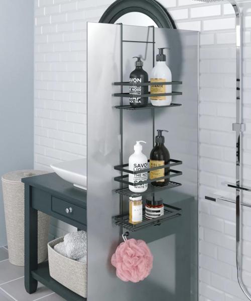 Üç Katlı Asmalı Banyo Duş Rafı Siıyah LM580
