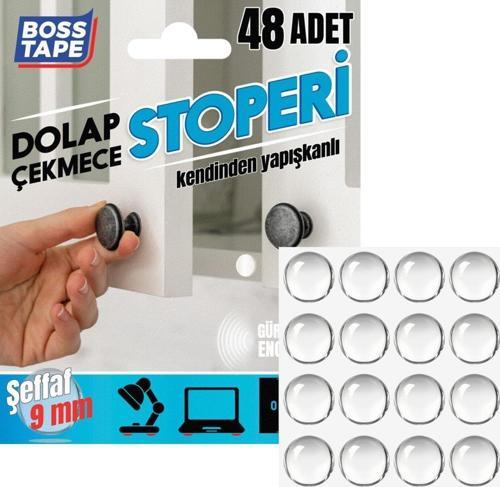 Yapışkanlı Dolap Çekmece Stoperi Kapak Ses Engelleyici 48Adet-Beyaz