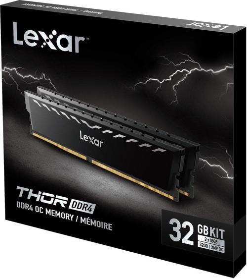 THOR RAM DT GAMING DDR4 UDIMM 32GB KIT (2x16GB) 3200 XMP MEMORY WITH HEATSINK DARK GREY COLOR DUAL PACK LD4BU016G-R3200GDXG