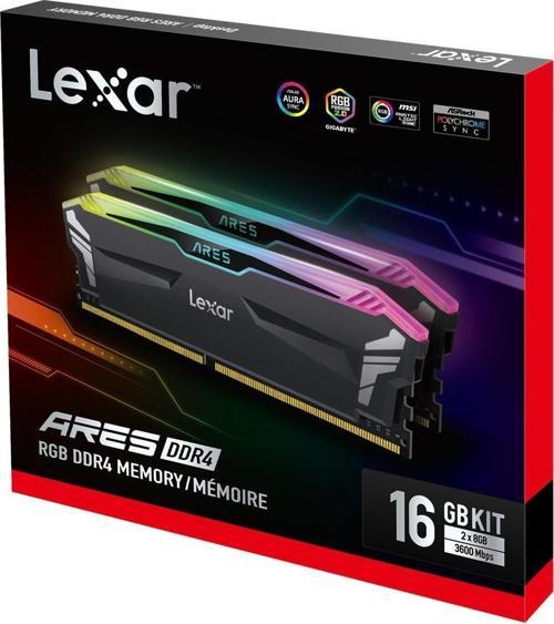 ARES RAM DT GAMING DDR4 UDIMM 16GB KIT (2x8GB) 3600 MEMORY WITH HEATSINK AND RGB LIGHTING BLACK COLOR DUAL PACK LD4BU008G-R3600GDLA