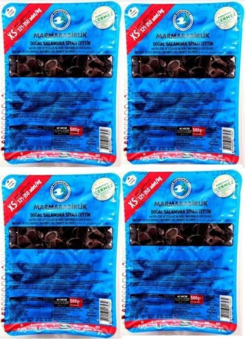 Vakumlu Doğal Salamura Siyah Zeytin (Xs) 500Gr*4Adet