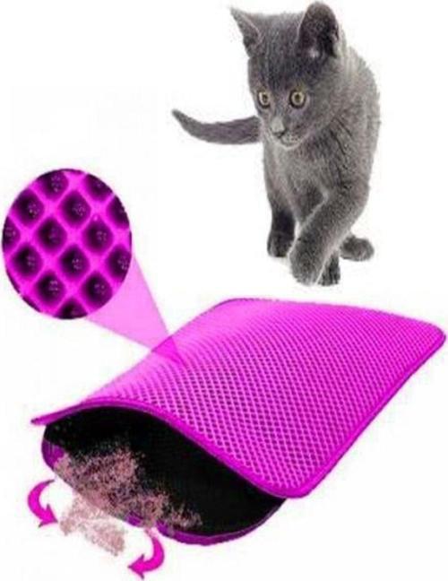 60X42 Cm Elekli Kedi Tuvalet Önü Paspası Kedi Paspası Pembe