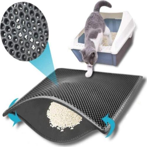 60X42 Cm Elekli Kedi Tuvalet Önü Paspası Kedi Paspası Siyah