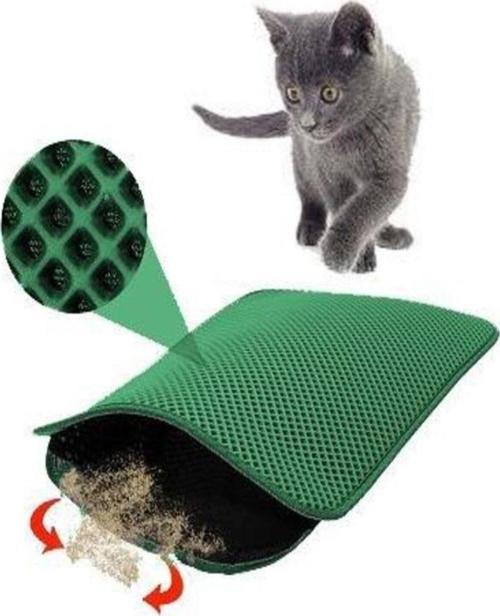 60X42 Cm Elekli Kedi Tuvalet Önü Paspası Kedi Paspası Yeşil