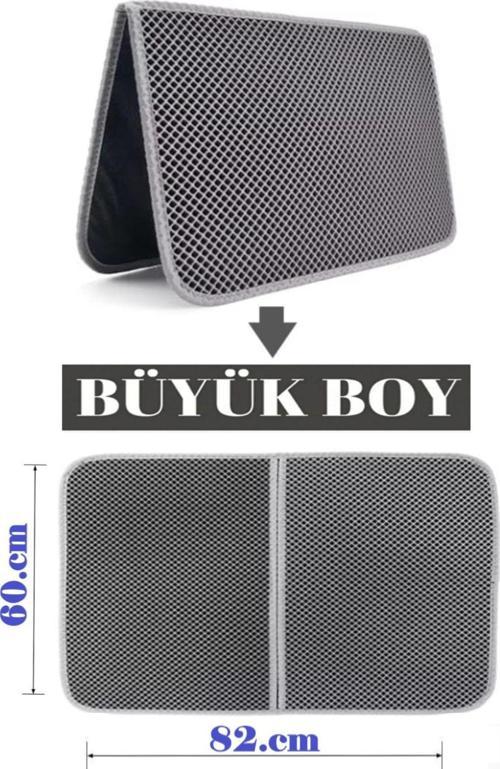Büyük Boy Elekli Kedi Tuvalet Önü Paspası Katlanabilir 82 X 60 Cm Siyah