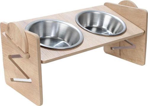 Ayarlanabilir Ahşap 2 Li Mama Kabı Kedi Ve Köpekler Için Mama Kapları 1 Adet