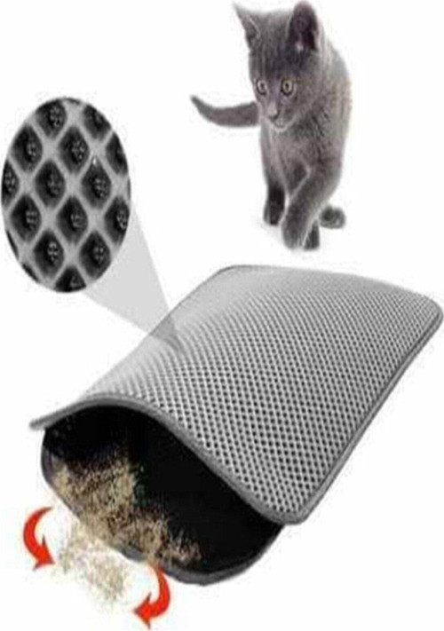 Elekli Kedi Tuvalet Önü Paspası 60X42 Cm Gri Kedi Paspası