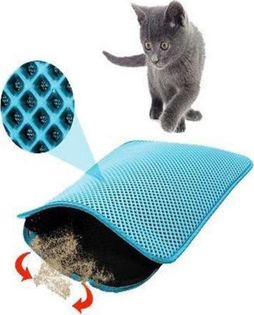 Elekli Kedi Tuvalet Önü Paspası 60X42,5 Cm Kedi Paspası Turkuaz