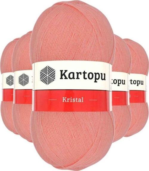 5 Adet Kristal Çift Katlı El Örgü Lif İpi Koyu Somon K1217