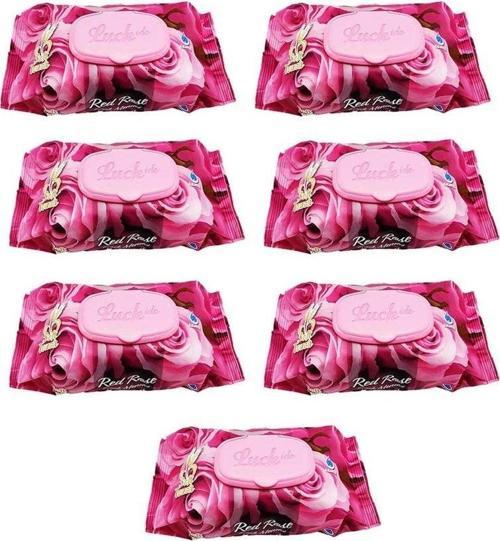 7 Paket Red Rose Islak Mendil 90 Adet Kapaklı Gül Kokulu