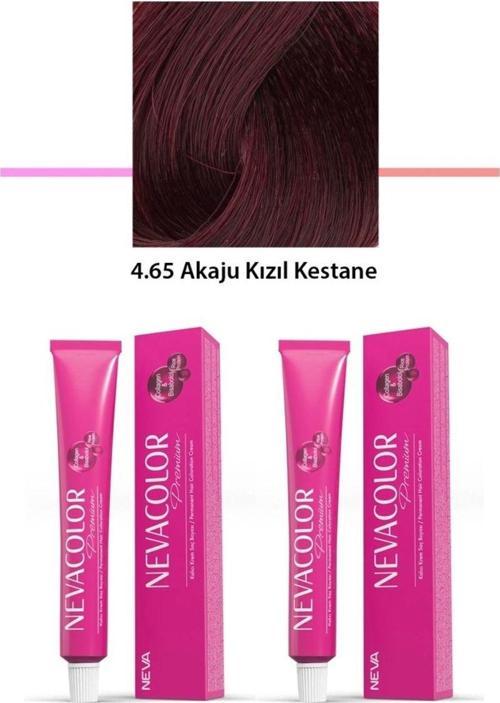 Mbb E-Ticaret 2 Li Set Premium 4.65 Akaju Kızıl Kestane - Kalıcı Krem Saç Boyası 2 X 50 G Tüp