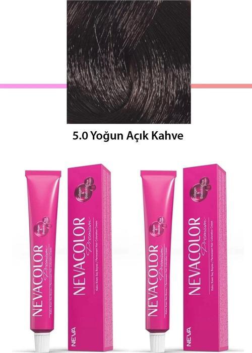 Mbb E-Ticaret 2 Li Set Premium 5.0 Yoğun Açık Kahve - Kalıcı Krem Saç Boyası 2 X 50 G Tüp
