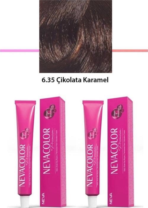 Mbb E-Ticaret 2 Li Set Premium 6.35 Çikolata Karamel - Kalıcı Krem Saç Boyası 2 X 50 G Tüp