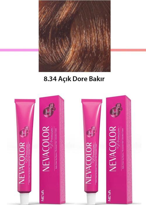 Mbb E-Ticaret 2 Li Set Premium 8.34 Açık Dore Bakır - Kalıcı Krem Saç Boyası 2 X 50 G Tüp