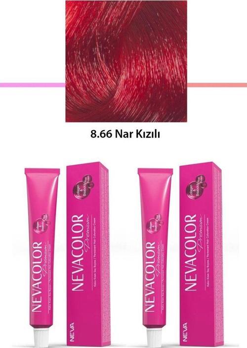 Mbb E-Ticaret 2 Li Set Premium 8.66 Nar Kızılı - Kalıcı Krem Saç Boyası 2 X 50 G Tüp