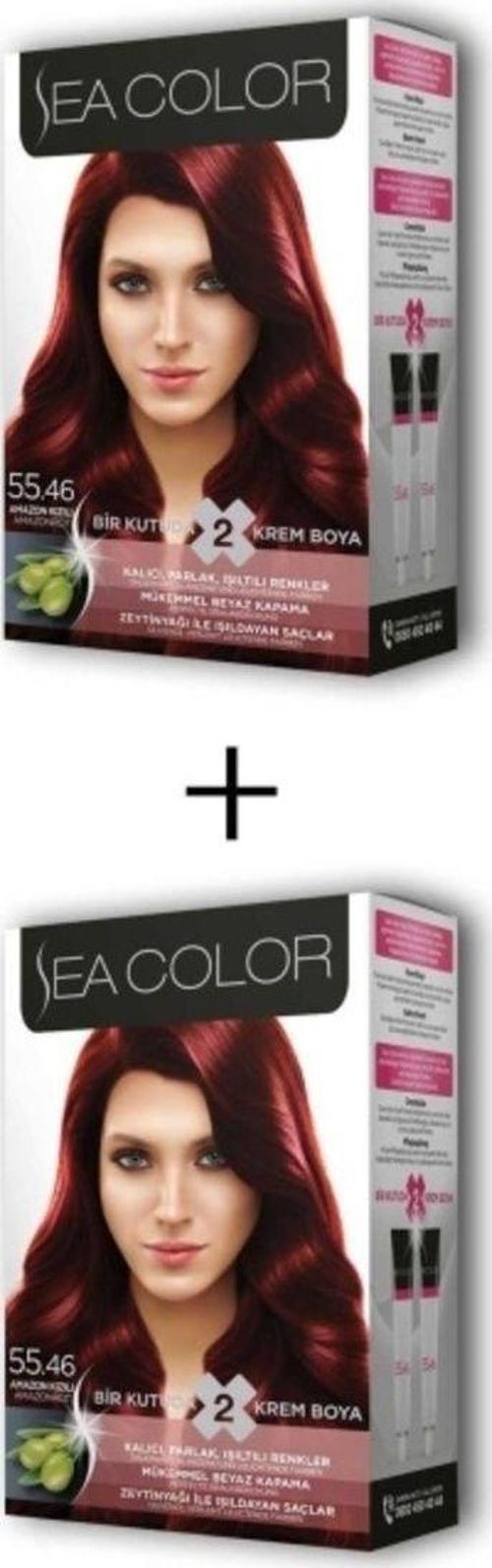Mbb E-Ticaret 2X2 Tüp Krem Saç Boyası Seti Amazon Kızılı No:55.46