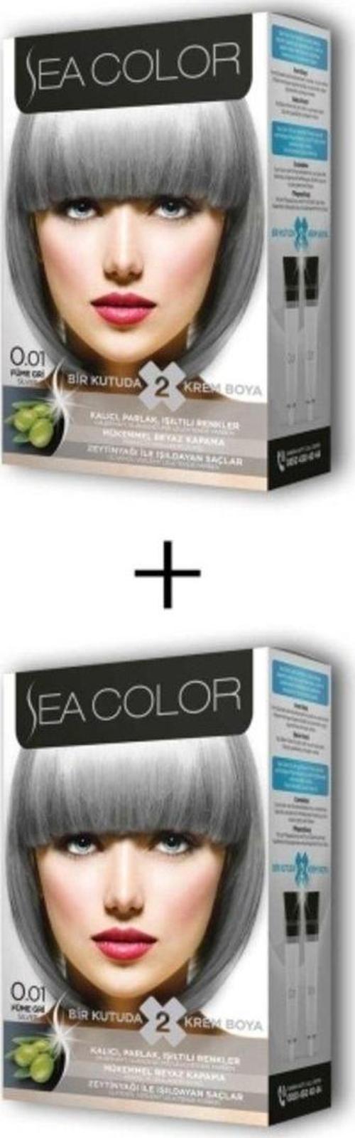 Mbb E-Ticaret 2X2 Tüp Krem Saç Boyası Seti Füme Gri No:0.01