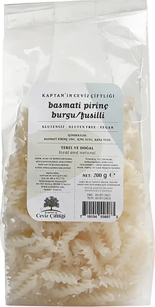 Glütensiz ve Vegan Basmati Burgu / Fusilli (200 G)