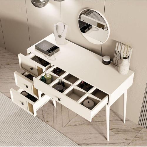 2252 Rose Aynalı (Ahşap Ayaklı)Mdf Profil Çerçeveli 4 Çekmeceli 120 cm Makyaj Masası Beyaz - Yunus