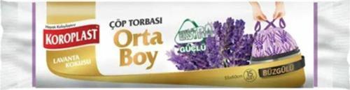 Büzgülü Çöp Torbası Orta Boy 15'Li Paket-25'Li Koli (Lavanta)