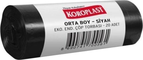 Eko.Endüstriyel Orta Boy Çöp Poşeti Siyah 60X55Cm 20 Adet Kolide 50Pk