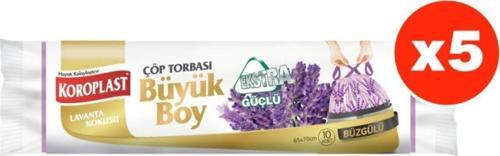 Ekstra Güçlü Lavanta Büzgülü Büyük Boy 10Lu Çöp Torbası X 5 Paket (65*70 Cm)