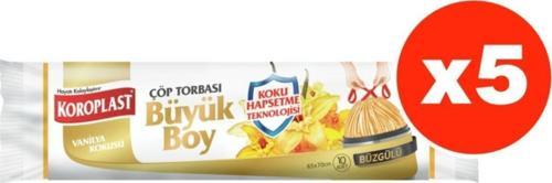 Koku Hapsetme Vanilya Büzgülü Büyük Boy 10Lu Çöp Torbası X 5 Paket (65*70 Cm)