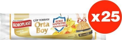 Koku Hapsetme Vanilya Büzgülü Orta Boy 15Li Çöp Torbası X 25 Paket (55X60 Cm)