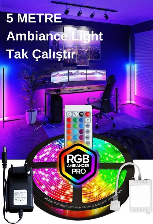 Şerit Led 5 Metre Animasyonlu Tak Çalıştır Kumandalı Trafolu Rgb Şerit Işık Aydınlatma Led