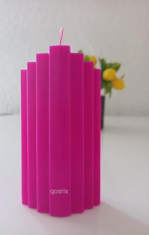 Pembe Fuşya Doğal Kokulu Sütun Geometrik şekil Kule Mum Dekoratif 1 Adet