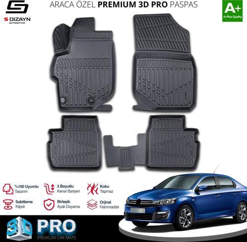 Citroen C-Elysee 3D Pro Havuzlu Paspas 2012-2017 A+ Kalite