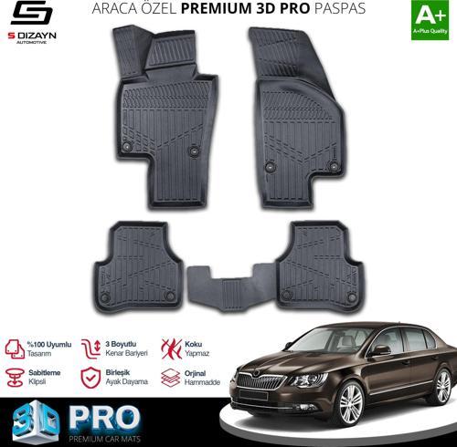 Skoda SuperB 2 3D Pro Havuzlu Paspas 2008-2014 A+ Kalite