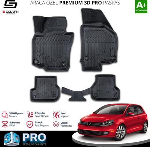 VW Golf 6 3D Pro Havuzlu Paspas 2008-2012 A+ Kalite