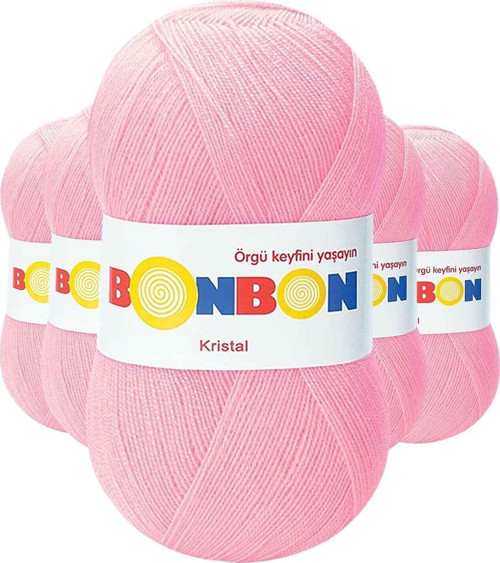Kristal El Örgü Lif İpi Şeker Pembe 98588-5 Adet